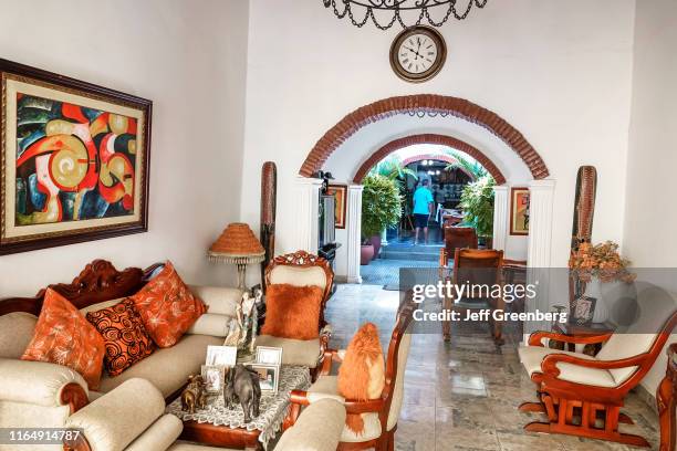 Colombia, Cartagena, Hotel Lobby and seating area.