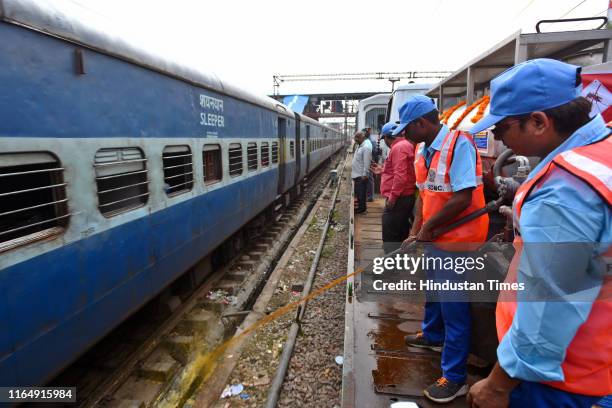 Mosquito Terminator train equipped with power sprayer flagged off from New Delhi Railway Station seen at Nizamuddin railway station, on August 30,...