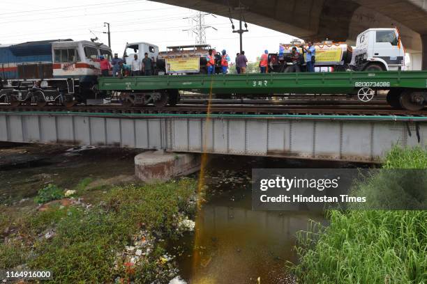 Mosquito Terminator train equipped with power sprayer flagged off from New Delhi Railway Station on August 30, 2019 in New Delhi, India. Delhi...