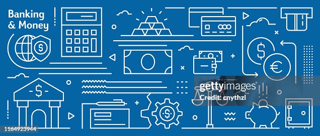 Money Banner Pattern Vector Banking And Money Banner Design In Trendy Linear Style Line Art ...