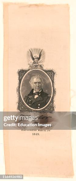 Z Taylor, the Peoples Choice, Inaugurated March 5th 1849, Commemorative Badge for US President Zachary Taylor, Etching, 1849