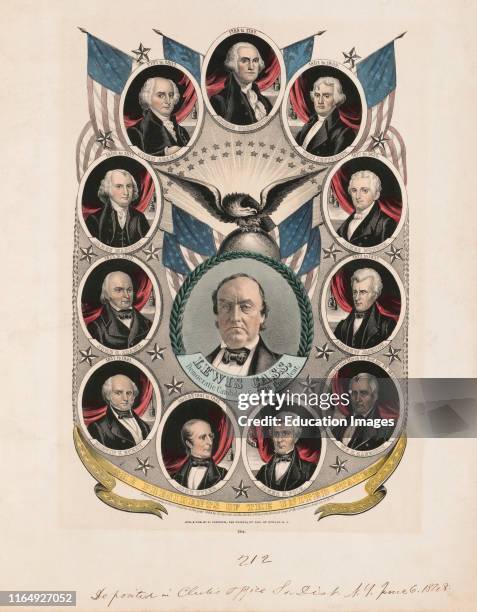Campaign Banner for Lewis Cass, Democratic Candidate for 12th President, Lithograph, Nathaniel Currier, 1848.