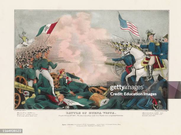 Battle of Buena Vista, Fought February 23rd The American Army under Genl Taylor were Completely Victorious, Lithograph by J Bailie.