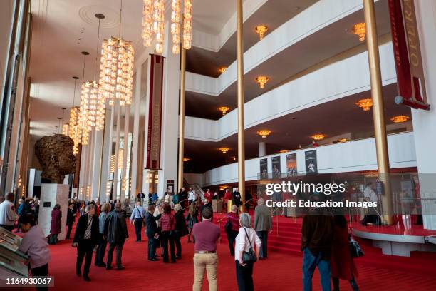 Bronze head of President John Kennedy in the Kennedy Center, Washington, DC.