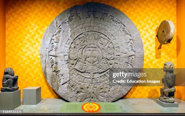 Copy of the Aztec Stone of the Sun, commonly known as the Calendar Stone The original, which weighs some 20 tons, is in Mexico CityÍs Anthropological...