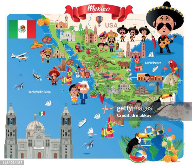 ilustraciones, imágenes clip art, dibujos animados e iconos de stock de mapa de dibujos animados de méxico - chihuahua