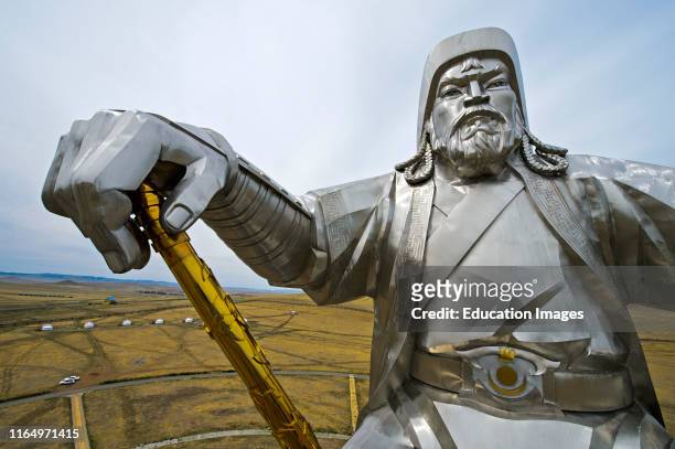 Genghis Khan Equestrian Statue with the golden whip, Chinggis Khaan Statue Complex, Tsonjin Boldog, Mongolia.