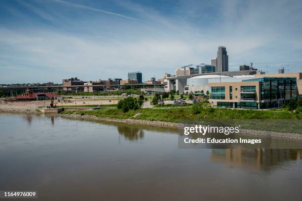 Skyline of Omaha on the Missouri river, Nebraska.