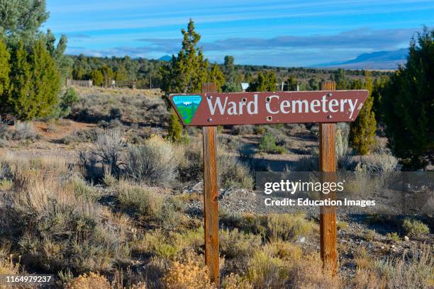 Nevada, Ely, Ward Historic Mining District, Town site Cemetery Identification Sign.