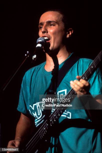 British musician Curt Smith, of the group Tears For Fears, plays guitar as he performs onstage at the Aragon Ballroom, Chicago, Illinois, June 23,...