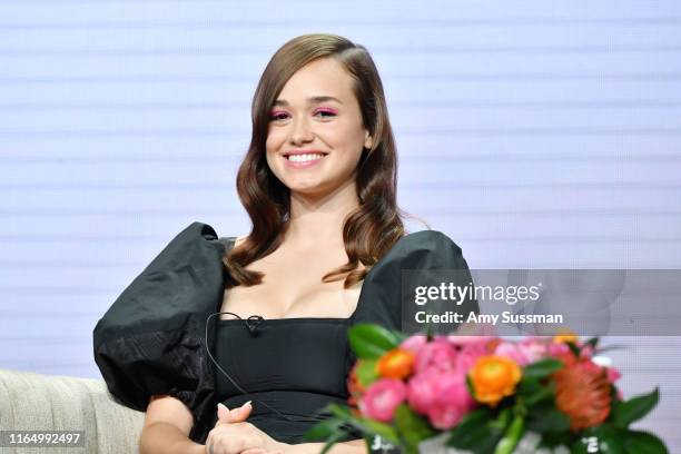 Rose Williams of Sanditon speak during the PBS segment of the Summer 2019 Television Critics Association Press Tour 2019 at The Beverly Hilton Hotel...