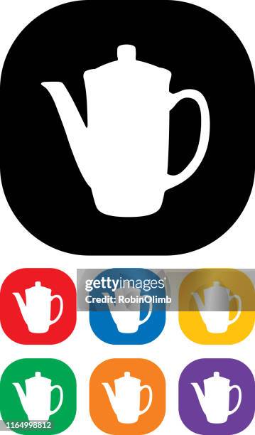 coffee pot icon set 3 - coffee pot white background stock illustrations