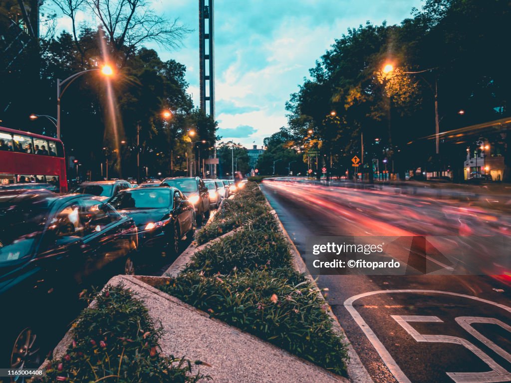 Day to Night city lights in Mexico City