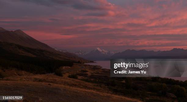 new zealand mt cook sunrise - mt cook stock pictures, royalty-free photos & images