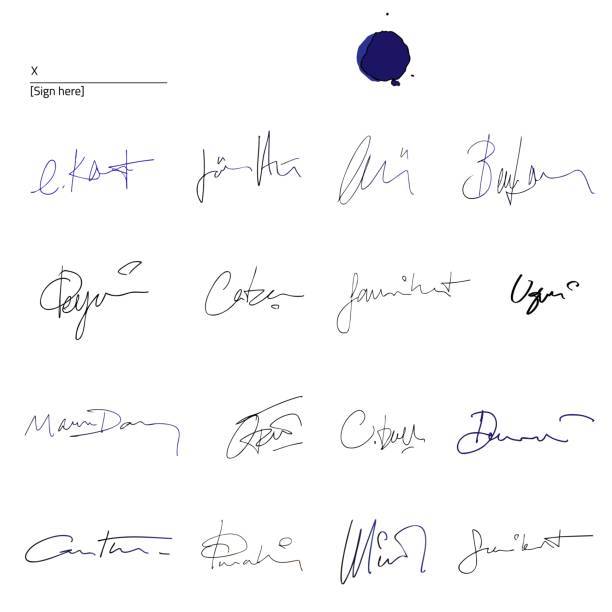 Sample Blue Ink Sign 185 Blue Ink Pen High Res Illustrations - Getty Images