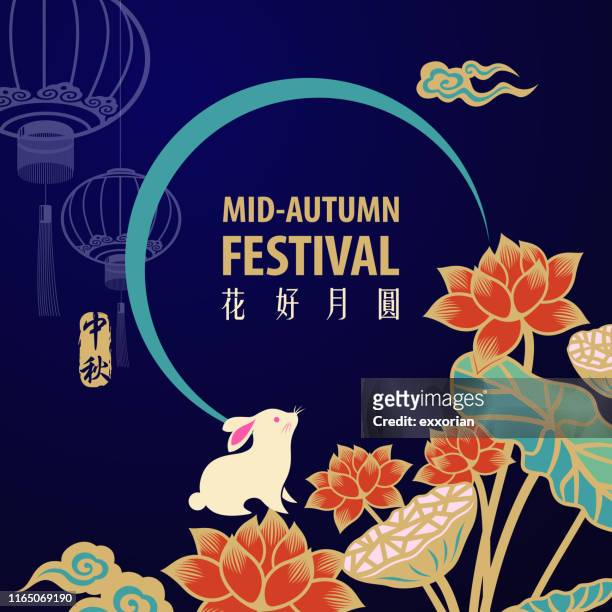 stockillustraties, clipart, cartoons en iconen met mid herfst festival viering - chinese lantern festival