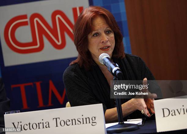 Former deputy assistant attorney general Victoria Toensing speaks during CNN's Media Conference For The Election of the President 2008 at the Time...