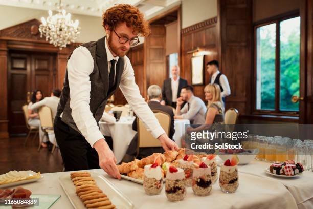 serving breakfast - conference hotel stock pictures, royalty-free photos & images
