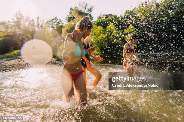 stromend in het water - riverbank stockfoto's en -beelden