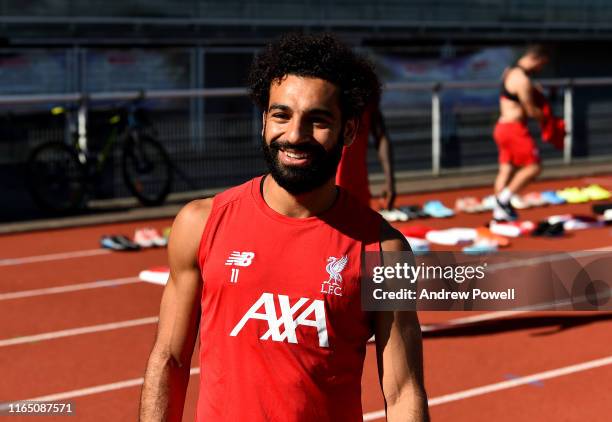 Mohamed Salah of Liverpool during a training session on July 30, 2019 in Evian-les-Bains, France.