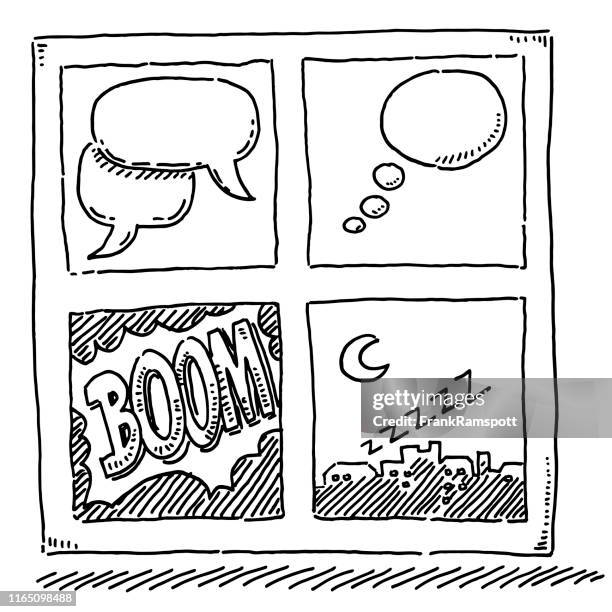comic strip symbols drawing - comic book page stock illustrations