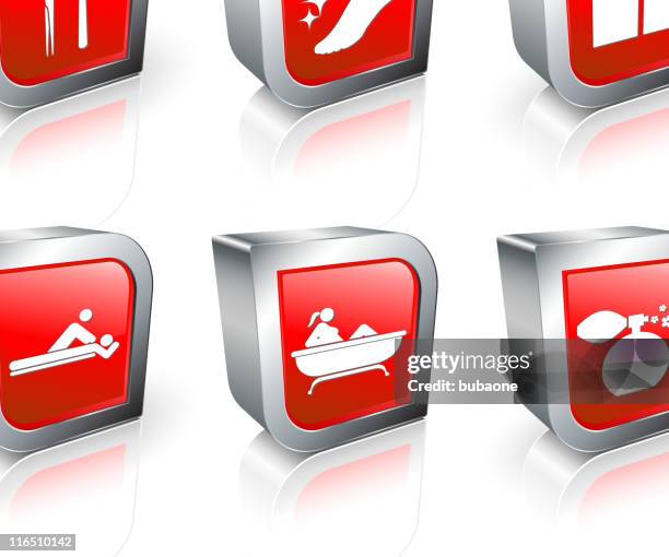spa royalty free vector square 3d button - getting pedicure stock illustrations