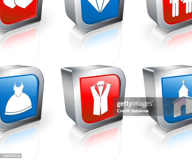 wedding royalty free vector square 3d button - orange bow tie stock illustrations