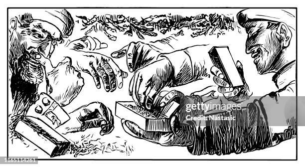 man trying sniffing tobacco - chewing tobacco stock illustrations