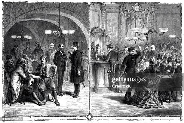 people variety in viennese coffee houses - viennese coffee stock illustrations