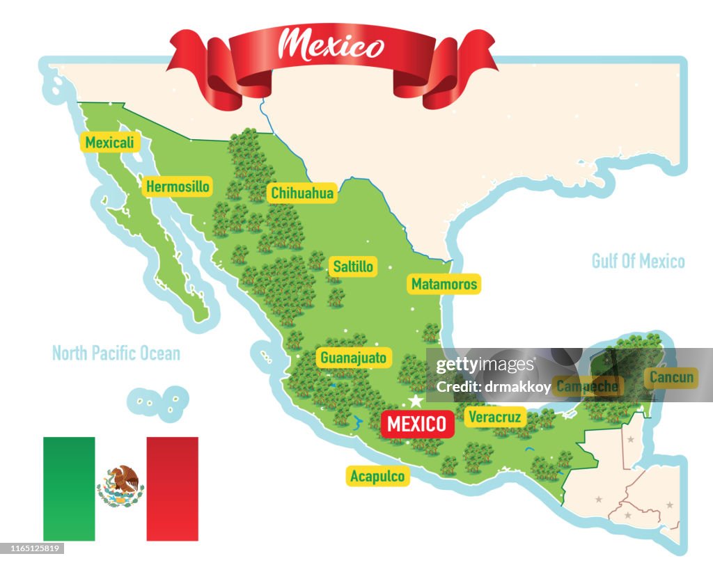 Mexico, Travel map, Cartoon Map