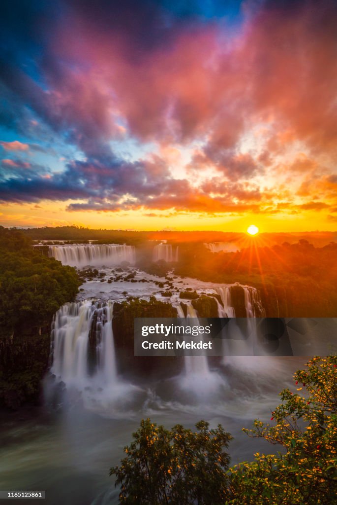 Cataratas do Iguaçu: Iguazu waterfalls with sunset