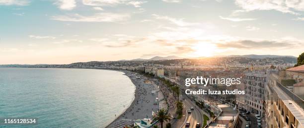 a cityscape panorama of the city nice in the south of france - nice france stock pictures, royalty-free photos & images