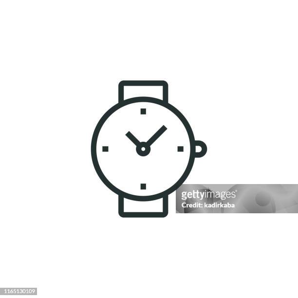watch line icon - minute hand stock-grafiken, -clipart, -cartoons und -symbole