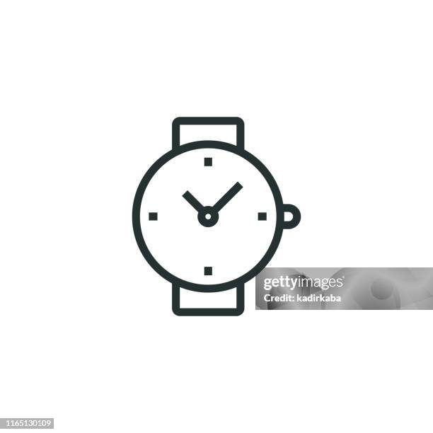 watch line icon - fitness bracelet stock illustrations