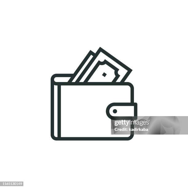 illustrazioni stock, clip art, cartoni animati e icone di tendenza di icona linea portafoglio - portafoglio