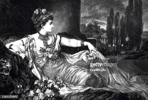 charlotte wolter, german actress, 1834-1897, as messalina, wife of ancient roman emperor claudius - actress stock illustrations