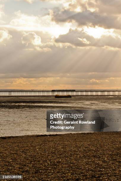 sun beams, southend - southend pier stock pictures, royalty-free photos & images