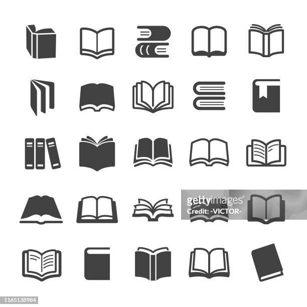 ilustraciones, imágenes clip art, dibujos animados e iconos de stock de conjunto de iconos de libros - smart series - enciclopedia