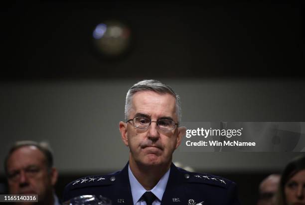 Air Force Gen. John E. Hyten testifies before the Senate Armed Services Committee on his appointment as the next Vice Chairman Of The Joint Chiefs Of...