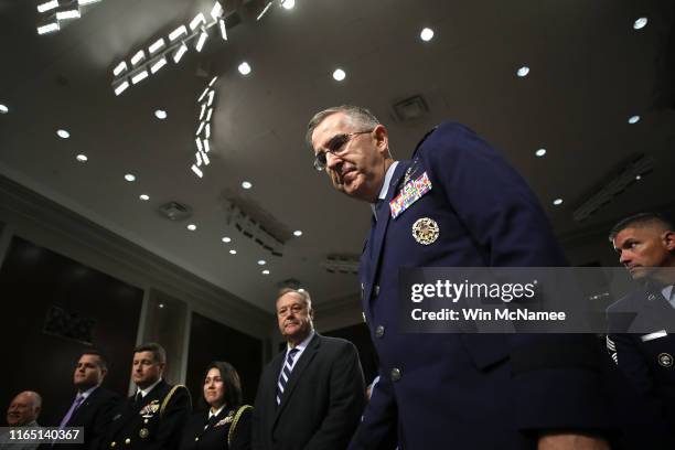 Air Force Gen. John E. Hyten arrives for testimony before the Senate Armed Services Committee on his appointment as the next Vice Chairman Of The...