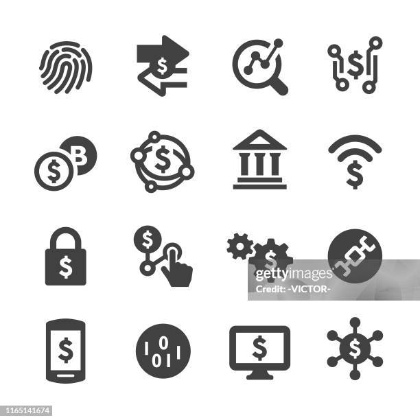 ilustrações, clipart, desenhos animados e ícones de ícones da finança e da tecnologia-série de acme - banco eletrônico