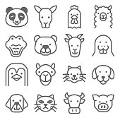 Animal Icon Set. Contains such Icons as Panda, Dog, Cat ,Pig and more. Expanded Stroke