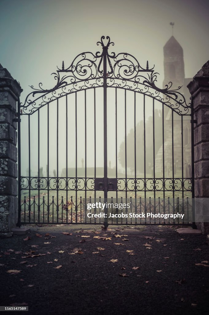 Wrought Iron Gates Into Cemetery