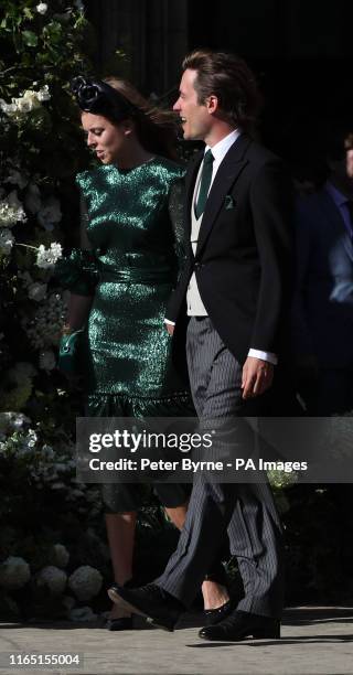 Princess Beatrice of York leaves York Minster after the wedding of Ellie Goulding and Caspar Jopling.