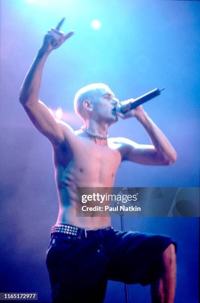 American Rock musician Nick Hexum, of the group 311, performs onstage at the Rosemont Horizon, Rosemont, Illinois, August 2, 1997.