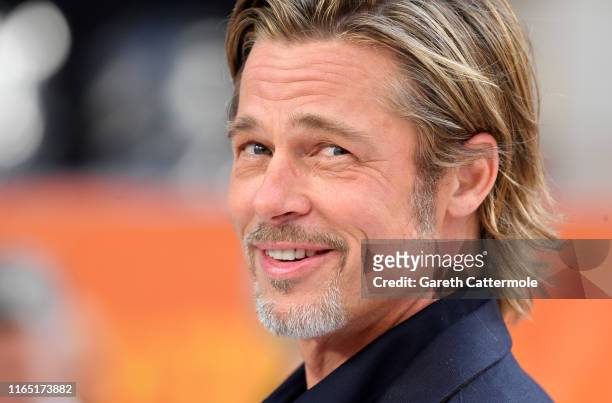 Brad Pitt attends the "Once Upon a Time... In Hollywood" UK Premiere at the Odeon Luxe Leicester Square on July 30, 2019 in London, England.