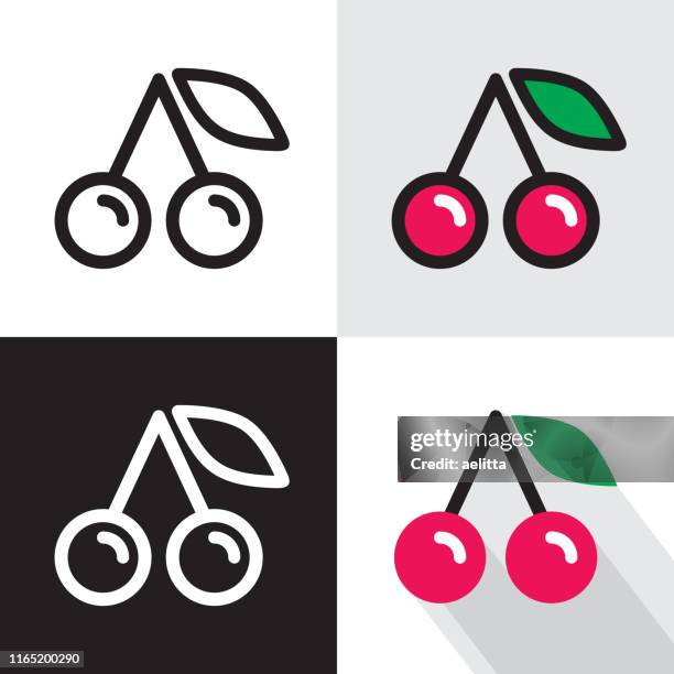 cherries - black cherry stock illustrations