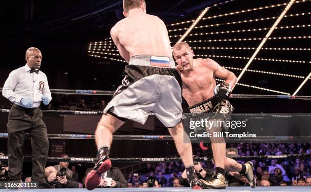 Bill Tompkins/Getty Images Sergey Kovalev defeats Igor Mikhalkin by TKO in the 7th round during their Light Heavyweight fight at Madison Square...