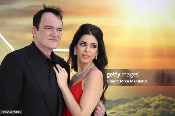 Quentin Tarantino and Daniella Tarantino attend the "Once Upon A Time In Hollywood" UK Premiere at Odeon Luxe Leicester Square on July 30, 2019 in...