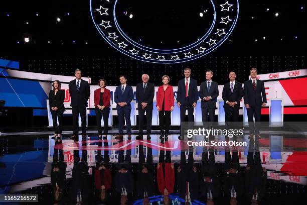 Democratic presidential candidates Marianne Williamson, , Rep. Tim Ryan , Sen. Amy Klobuchar , Indiana Mayor Pete Buttigieg, Sen. Bernie Sanders ,...